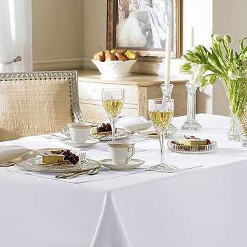 Fitable White Tablecloths for Rectangle Tables, 6 Pack - 70 x 120 Inches - Reusable and Washable Tab...