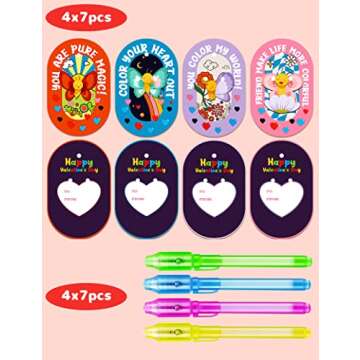 Feltom 28 Pack Valentines Day Gifts for Kids with Invisible Disappearing Ink Pen, Spy Pen for Secret...