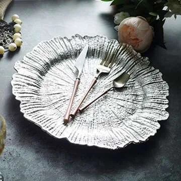 Tiger Chef Silver Charger Plates for Elegant Table Settings