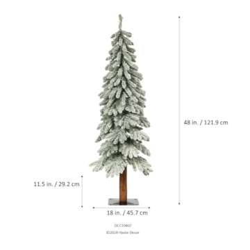 Haute Decor Lightly Flocked Alpine Tree with Wood Pole and Warm White Battery-Operated LED Lights with Timer (4-Foot)