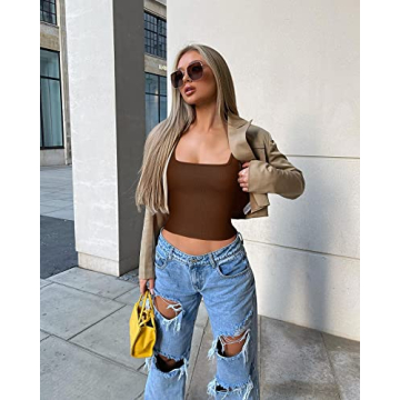 Stylish OLCHEE Women's 3 Pack Seamless Crop Tanks