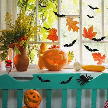 96Pcs DIY 3D Bats Halloween Decorations, 4 Different Sizes PVC Bat Stickers for Home Decor / Wall Decor / Indoor Party Decorations, with Double-Sided Adhesive Included