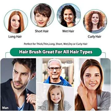 Natural Bamboo Combs Set for All Hair Types - 5 Pcs