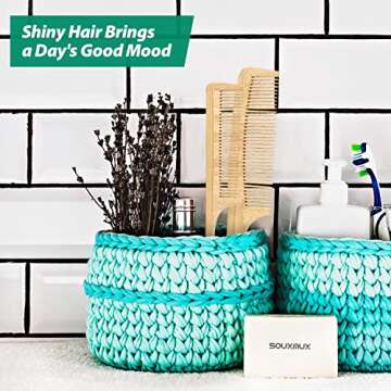 Natural Bamboo Combs Set for All Hair Types - 5 Pcs