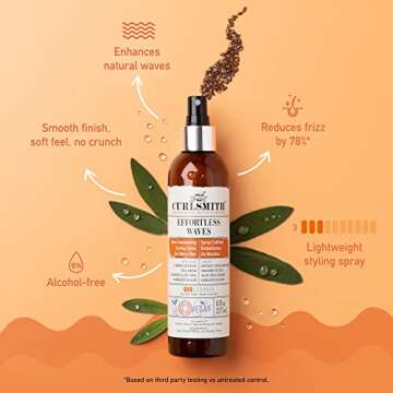 CURLSMITH - Effortless Waves Styling Spray, Lightweight and Moisturising, Reduce Frizz, Natural Look, For Wavy and Curly Hair, Vegan (8oz)