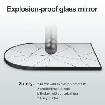 Arcus Home Arched Black Mirror 30 x 40 Inch Bathroom Mirror with Powder Coated Iron Frame, Mirrors f...