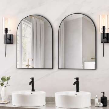 Arcus Home Arched Black Mirror 30 x 40 Inch Bathroom Mirror with Powder Coated Iron Frame, Mirrors for Wall,Bedroom, Vanity, Living Room, for Modern Minimalist Farmhouse Home Decor