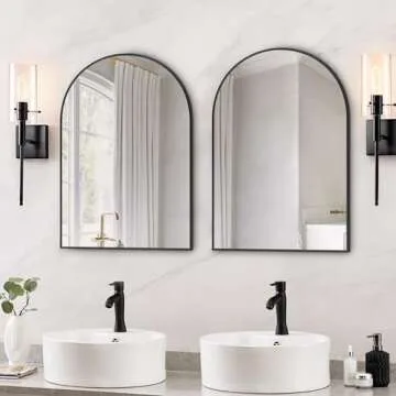 Arcus Home Arched Black Mirror 30 x 40 Inch Bathroom Mirror with Powder Coated Iron Frame, Mirrors for Wall,Bedroom, Vanity, Living Room, for Modern Minimalist Farmhouse Home Decor