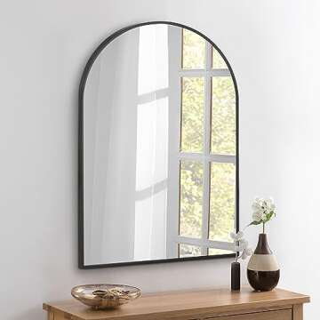 Arcus Home Arched Black Mirror 30 x 40 Inch Bathroom Mirror with Powder Coated Iron Frame, Mirrors for Wall,Bedroom, Vanity, Living Room, for Modern Minimalist Farmhouse Home Decor