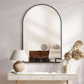 Arcus Home Arched Black Mirror 30 x 40 Inch Bathroom Mirror with Powder Coated Iron Frame, Mirrors for Wall,Bedroom, Vanity, Living Room, for Modern Minimalist Farmhouse Home Decor