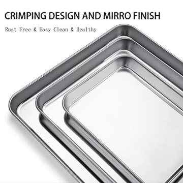 Stainless Steel Baking Sheet with Silicone Mat Set, Set of 6 (3 Sheets + 3 Mats),Size 18,12,9 inch, Estmoon Nonstick Cookie Sheet Baking Pan Non Toxic & Heavy Duty & Easy Clean, Dishwasher Safe