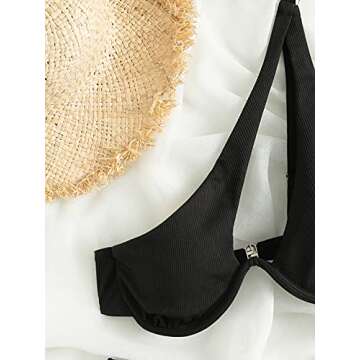 MakeMeChic Women's Chic Ribbed 2 Piece Swimsuit - Push Up Bikini Set