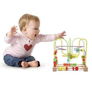 Wondertoys Bead Maze Toy for Toddlers Wooden Colorful Abacus Roller Coaster Educational Circle Toys ...