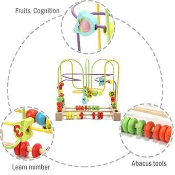 Wondertoys Bead Maze Toy for Toddlers Wooden Colorful Abacus Roller Coaster Educational Circle Toys for Babies Bead Maze Activity Cube Sensory Toys for Children