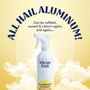 Cleancult - Lemon Verbena - All Purpose Cleaner - Refillable Aluminum Bottle - Cleaner Spray that Removes Dirty & Grime - 16 oz - 1 Pack