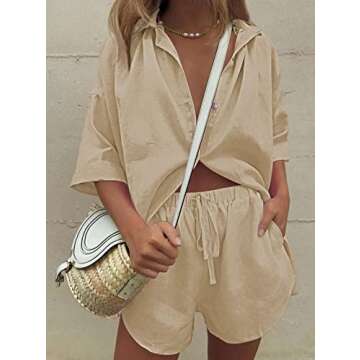 TOLENY Women’s Casual Tracksuit Half Sleeve Shirt & Shorts Set