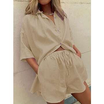 TOLENY Women’s Casual Tracksuit Half Sleeve Shirt & Shorts Set
