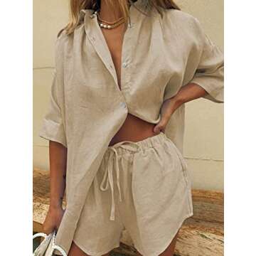 TOLENY Women’s Casual Tracksuit Half Sleeve Shirt & Shorts Set