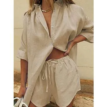 TOLENY Women’s Casual Tracksuit Half Sleeve Shirt & Shorts Set