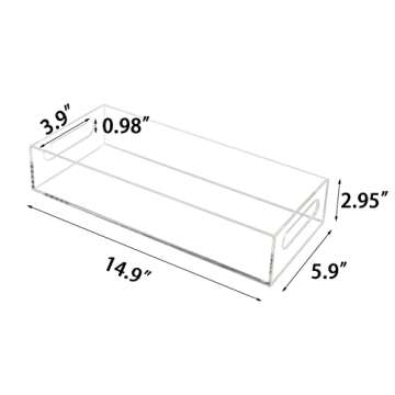 Tasybox Toilet Paper Holder with Storage, Acrylic Toilet Tank Tray, Clear Bathroom Trays with Handles Vanity Tray for Home Decor