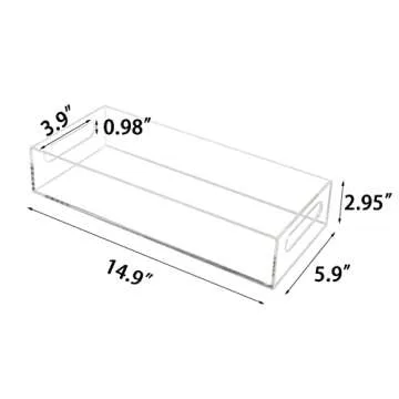 Tasybox Toilet Paper Holder with Storage, Acrylic Toilet Tank Tray, Clear Bathroom Trays with Handles Vanity Tray for Home Decor