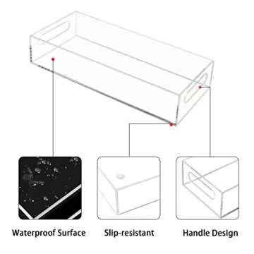 Tasybox Toilet Paper Holder with Storage, Acrylic Toilet Tank Tray, Clear Bathroom Trays with Handles Vanity Tray for Home Decor
