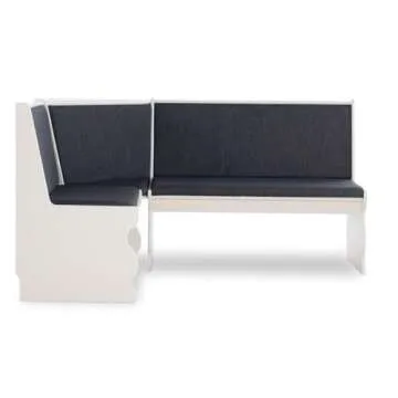 Riverbay Patio Conversation Indoor 3 Piece Kitchen Corner Nook Table Booth Bench Breakfast Dining Set in Charcoal