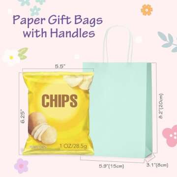 MESHA Small Gift Bags 36 Pcs 5.9X3.1X8.2 Paper Bags with Handles bulk, Teal Party Favor Bags for Sma...