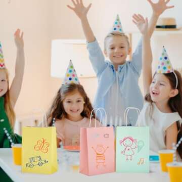 MESHA Small Gift Bags 36 Pcs 5.9X3.1X8.2 Paper Bags with Handles bulk, Teal Party Favor Bags for Small Business, Birthday, Weddings,Party Paper Shopping Bags,Graduation Gift Bags