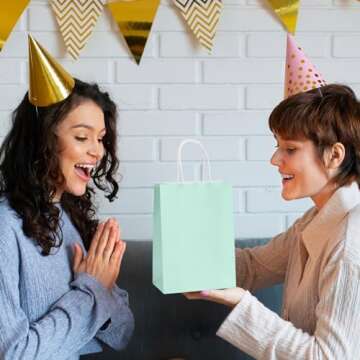 MESHA Small Gift Bags 36 Pcs 5.9X3.1X8.2 Paper Bags with Handles bulk, Teal Party Favor Bags for Small Business, Birthday, Weddings,Party Paper Shopping Bags,Graduation Gift Bags