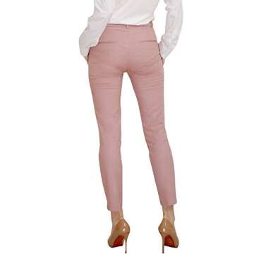 Marycrafts Women's Work Ankle Dress Pants Trousers Slacks (10, Pink 1)