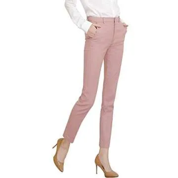 Marycrafts Women's Work Ankle Dress Pants Trousers Slacks (10, Pink 1)