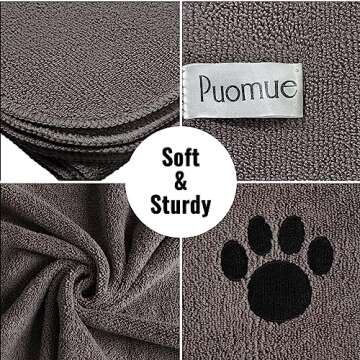 Puomue 3 Pack Microfiber Dog Towels for Drying Dogs, Super Absorbent and Soft Pet Grooming Towel, 40...