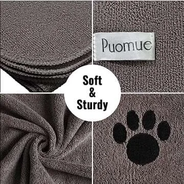 Puomue 3 Pack Microfiber Dog Towels for Drying Dogs, Super Absorbent and Soft Pet Grooming Towel, 40...
