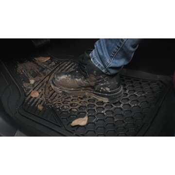 Amazon Basics Heavy Duty PVC Faux Rubber Car Floor Mats Universal Deluxe,All Weather Trim To Fit for...