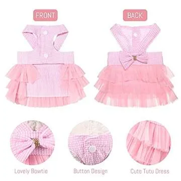 3 Pieces Dog Tutu Dresses Puppy Bow Knot Dress Pet Princess Dresses Striped Mesh Puppy Dog Dresses for Small Medium Cat Puppy Doggie Thanksgiving Christmas Clothes (Small)