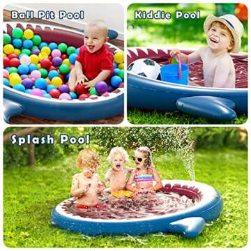 Jasonwell Inflatable Kiddie Pool Sprinkler: Splash Pad for Kids Toddlers 71-Inch 3-in-1 Children Bal...