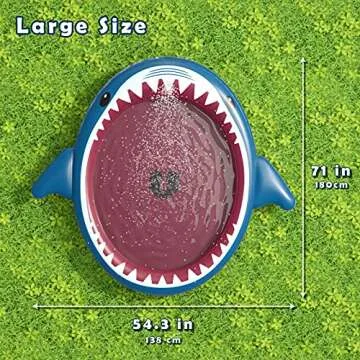 Jasonwell Inflatable Kiddie Pool Sprinkler: Splash Pad for Kids Toddlers 71-Inch 3-in-1 Children Ball Pit Shark Baby Wading Pool Outdoor Swimming Pool Summer Water Toys for Boys Girls Dogs