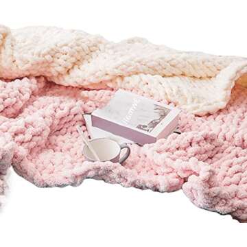 Super Bulky Chunky Yarn Beige 48oz for Arm Knitting, 6 Pack Luxury Soft Big Fat Jumbo Thick Weaving Crochet Craft Polyester Chenille Yarns 3lb for Throw Blanket Pillows