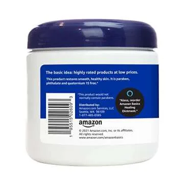 Amazon Basics Healing Ointment & Skin Protectant for Dry & Cracked Skin and Chapped Lips, Fragrance ...