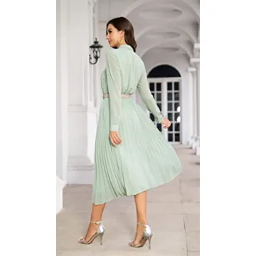 AbleTree Elegant Midi Dress for Women with Belt