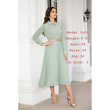 AbleTree Elegant Midi Dress for Women with Belt