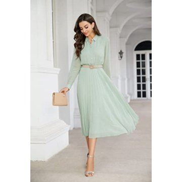 AbleTree Elegant Midi Dress for Women with Belt