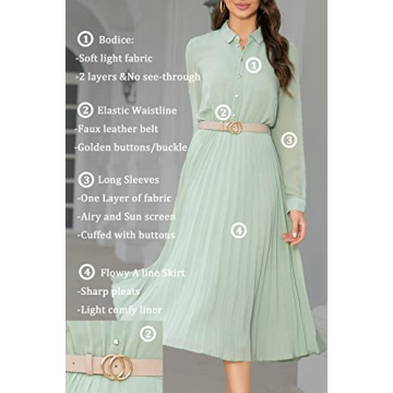 AbleTree Elegant Midi Dress for Women with Belt