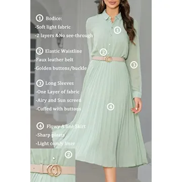 AbleTree Elegant Midi Dress for Women with Belt
