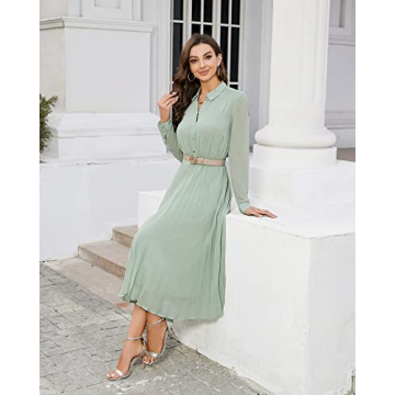 AbleTree Elegant Midi Dress for Women with Belt