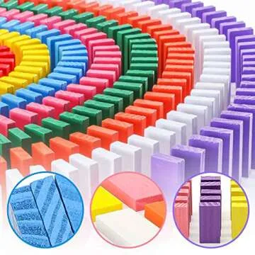 BigOtters Wooden Dominos Blocks Set, 360 Pieces, 12 Colors, Educational Racing Game for Boys and Girls,Kids Party Favor