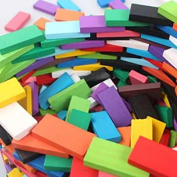 BigOtters Wooden Dominos Blocks Set, 360 Pieces, 12 Colors, Educational Racing Game for Boys and Girls,Kids Party Favor