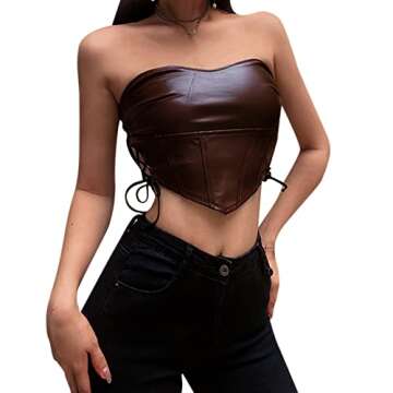 Sexy PU Leather Crop Top - Corset Style - Women's Fashion