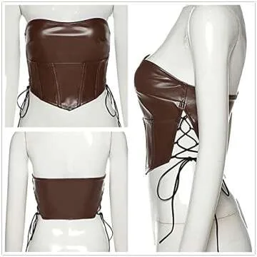Sexy PU Leather Crop Top - Corset Style - Women's Fashion